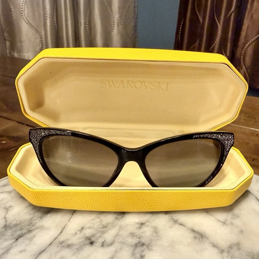 Swarovski Gloss Black Crystal Cat Eye Eyeglass FRAME w/Case - SK5174-3 54-16-140